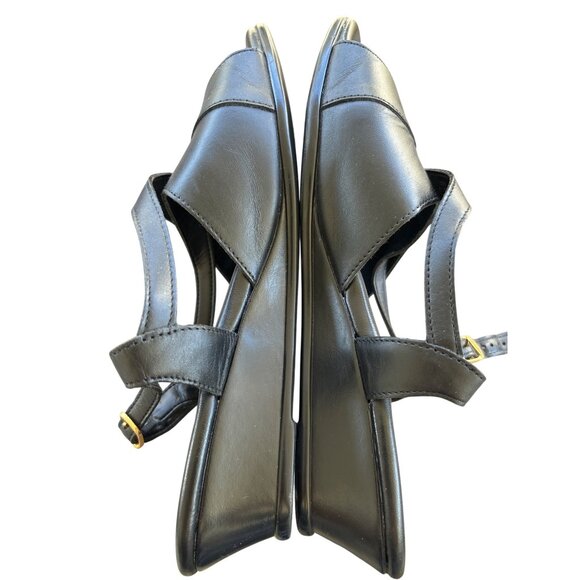 SAS Tri-Pad Caress Black Leather Comfort Shoe Wedge Heel Size 10WW Wide Sandals - Picture 6 of 9